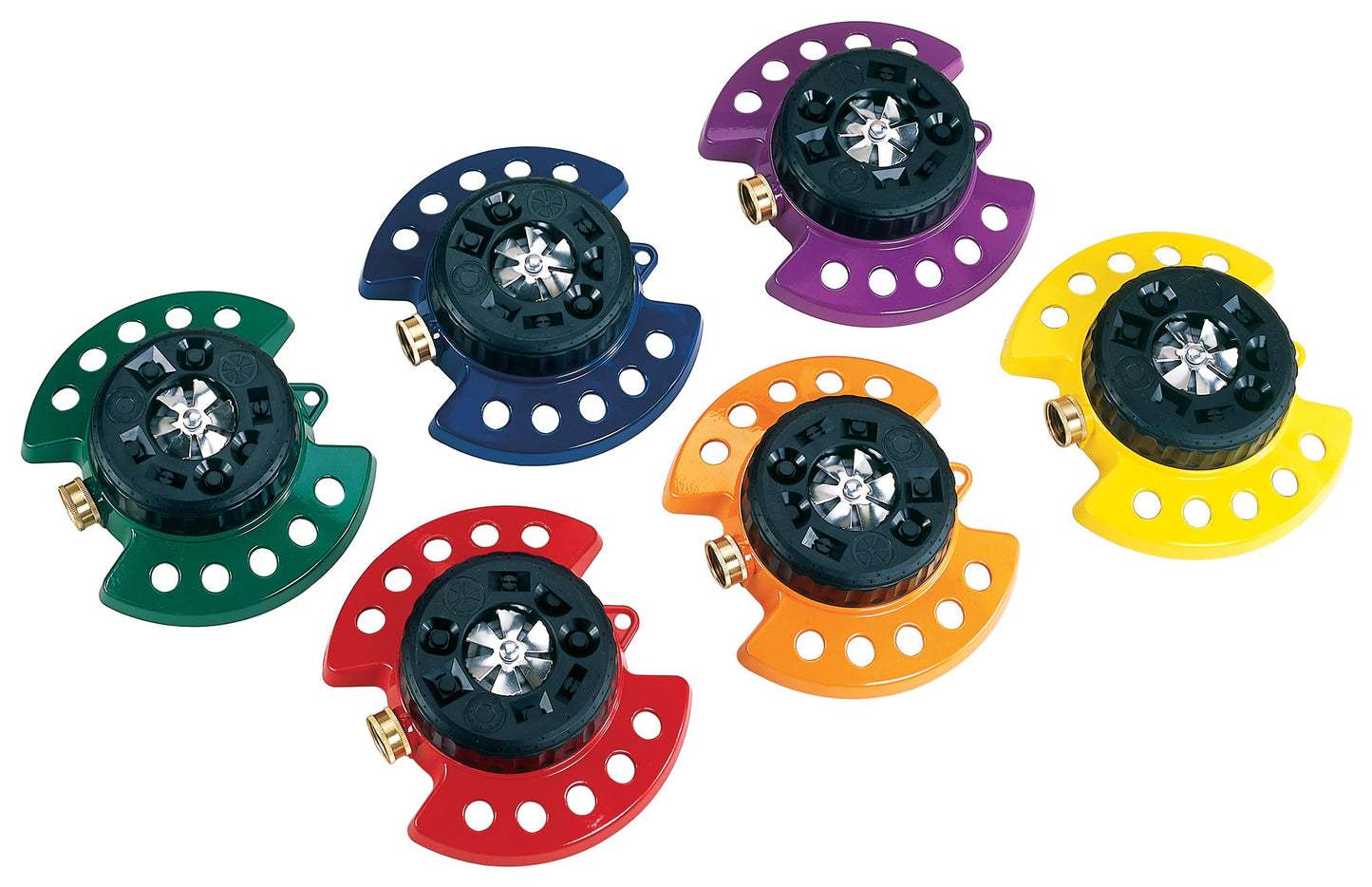 Dramm 15021 ColorStorm 9-Pattern Turret Sprinkler with Heavy-Duty Metal Base, Red