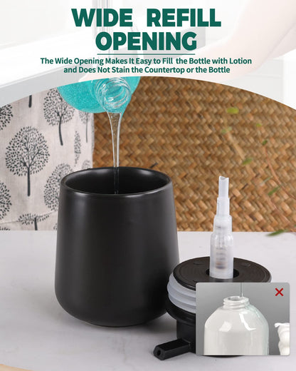 BosilunLife Soap Dispenser Ceramic for kitchens 12Oz Matte Black