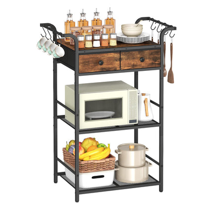 HOOBRO 3-Tier Bakers Rack, Microwave Stand, Coffee Bar Station with Storage