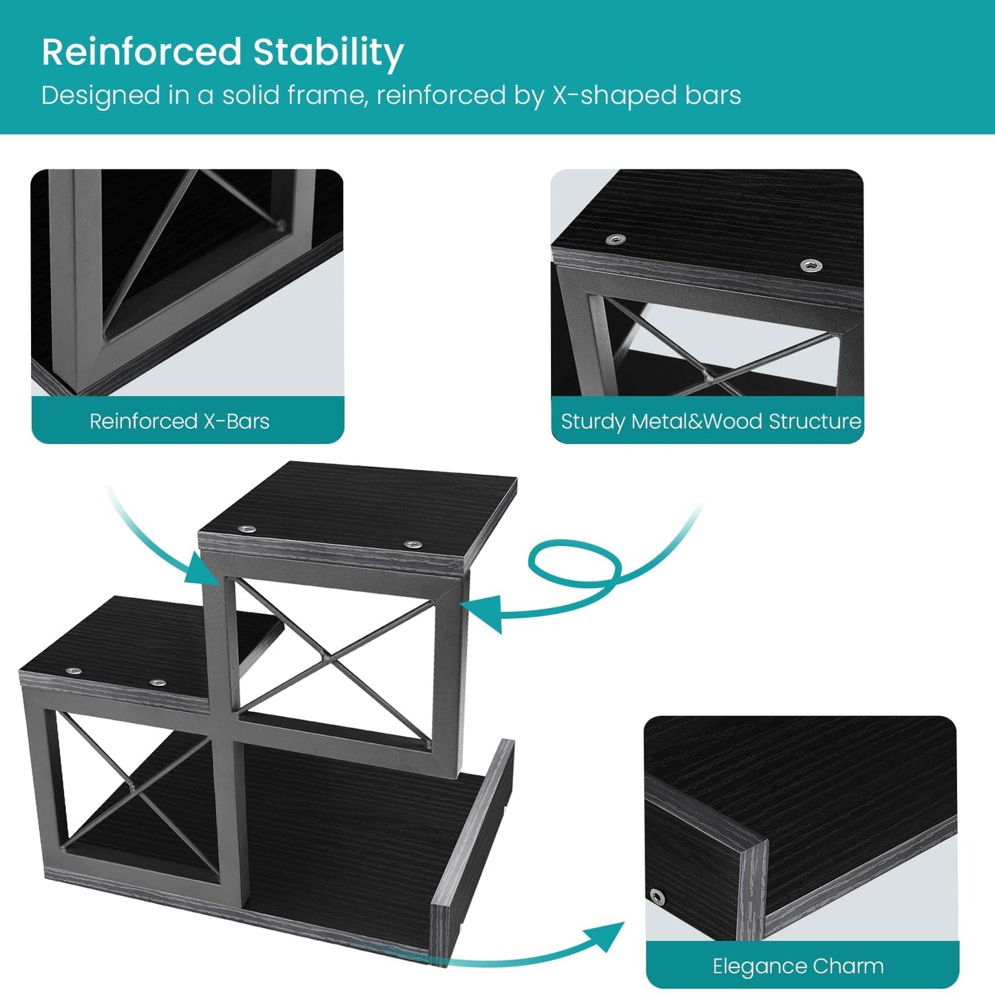 ELITEROO Wood Desktop Shelf, 3 Tier Desk Shelves Small Bookshelf Organizer, Office Storage Rack and Cubicle Organizers Accessories for Dorm Office