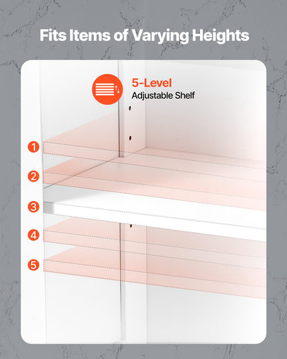 VEVOR Bathroom Floor Cabinet, 3-Tier, Wooden Storage Organizer with 2 Doors and Adjustable Shelf
