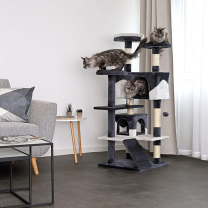 lionto dibea Cat Tree Activity Centre Scratching Post, 130 cm, Grey/White