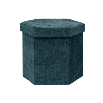 Bonlife Folding Storage Ottoman Hexagonal, Footrest with Toy Ches Box, 43cm
