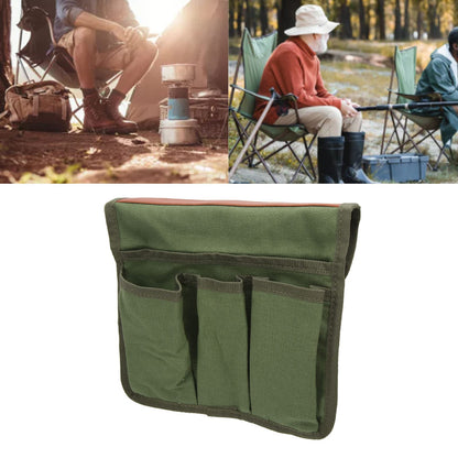 Alomejor Camping Chair Armrest Storage Bag with 3 Pouch Side Pocket for Outdoor Hiking (Military Green)