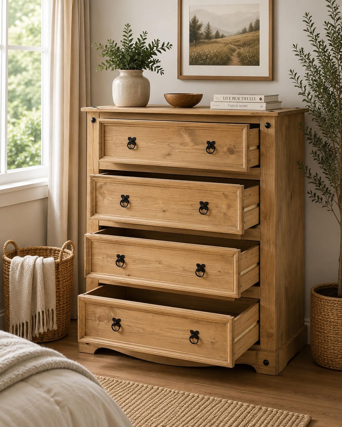 Mews Corona 4 Drawer Chest of Drawers Tall Solid Mexican Pine