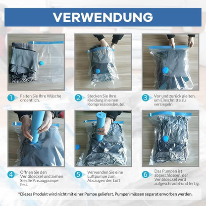 AWAOVV 10Pcs Vacuum Bags for Clothes, 40 x 30 cm Reusable Vacuum Travel Bags, Clothing Compression Storage Bags, Seal Bags for Space Saving Travel
