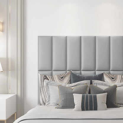 Art3d Peel and Stick Headboard for King, Full and Queen in Grey, Pack of 12 Panels Sized 9.84" x 23.62", Soundproof Wall Panels 3D