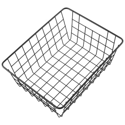PINGEUI 2 Pack Metal Wire Storage Baskets, 28x22x12cm Black Wire Basket Freezer Storage Organizer Pantry with Handles for Kitchen Cabinet, Pantry