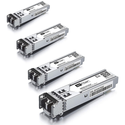 4 pack, 1000BASE-SX SFP Transceiver, SFP to LC, 1.25G Multimode module Compatible with Cisco GLC-SX-MM/GLC-SX-MMD, MA-SFP-1GB-SX, Ubiquiti UniFi