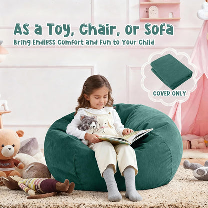 Nobildonna Bean Bag Chair Cover (No Filler) for Kids Beanbag Stuffed Animal Storage Without Filling Plush Toys Holder and Organizer Soft Premium