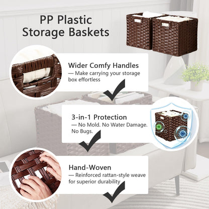 Mangata 31 cm Storage Cube Boxes for 33 cm Closet, Kallax, Rattan Effect Storage Baskets, Wicker Woven Polyrattan Material Wardrobe Organizer