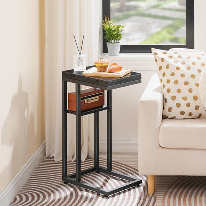 HOOBRO C Shaped Side Table, Foldable Sofa Side Table, Bedside Snack Tables, Laptop Holder Table for Sofa, Small Spaces, Small Coffee Tables