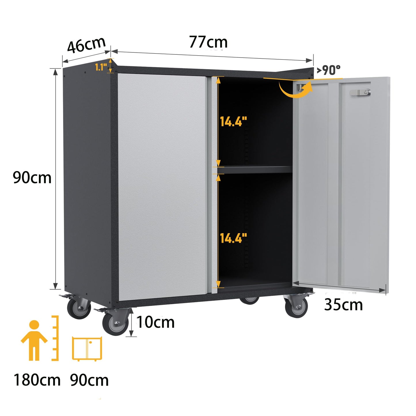 SUPEER Metal Storage Cabinet with 2 Doors and 1 Adjustable Shelves