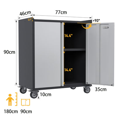 SUPEER Metal Storage Cabinet with 2 Doors and 1 Adjustable Shelves