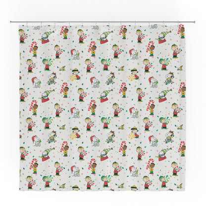 Franco Peanuts Holiday Christmas Bath Microfiber Shower Curtain, 72x72, (Officially Licensed Product)