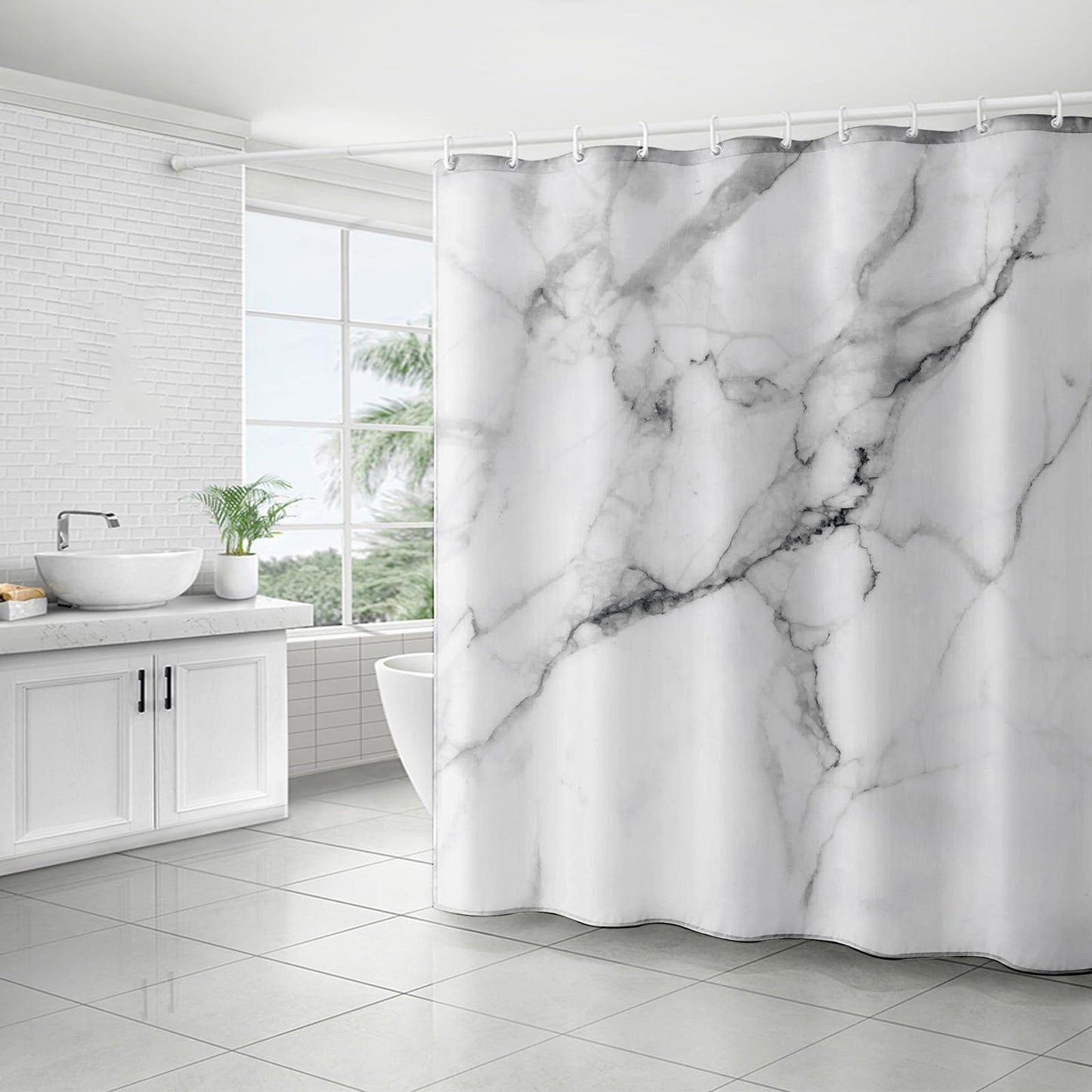 FAIRYGATE Bathroom Window Curtains Shower Curtain Anti Mould Bathroom Curtains with 12 Hooks Washable Shower Curtain Fabric B9014
