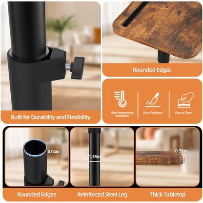 MOXYOY C-Shaped Side Table, Sofa Table, Coffee Table, Adjustable Height & 360° Swivel, Modern Small Table, Couch End Tables That Slide Under for Sofa