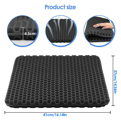 wiksite Gel Seat Cushion, Honeycomb Design Double Thick Gel Cushion with Cloth Cover Ergonomic & Cool Seat Cushion for Home Office Chair Car