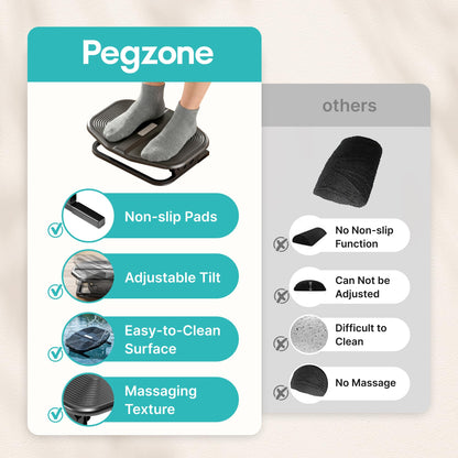 PEGZONE Footrest for Under Desk with Massage, Adjustable Tilt, Steel Base