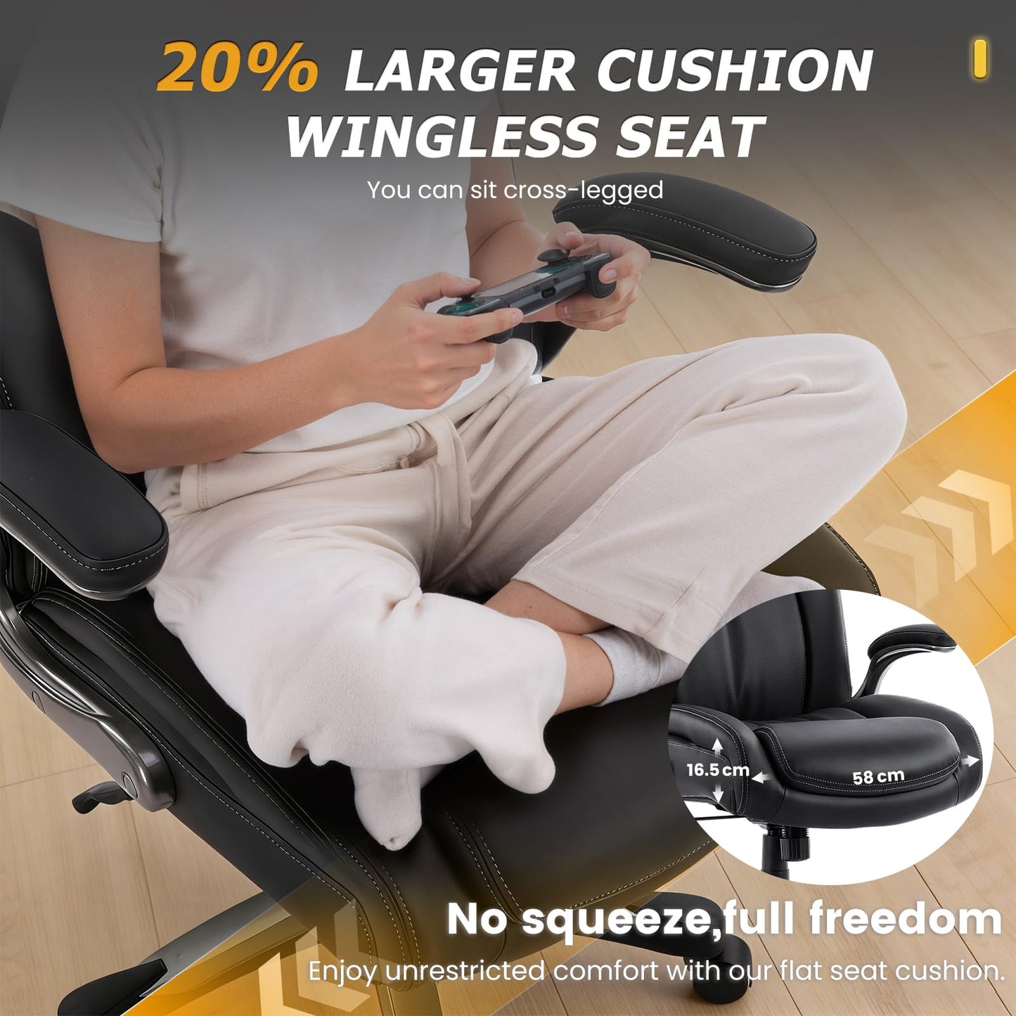 COLAMY Big and Tall Office Chair 400lbs, Large Heavy Duty High Back Executive Computer Office Desk Chair Flip-up Arms Wide Thick Seat for Home Office