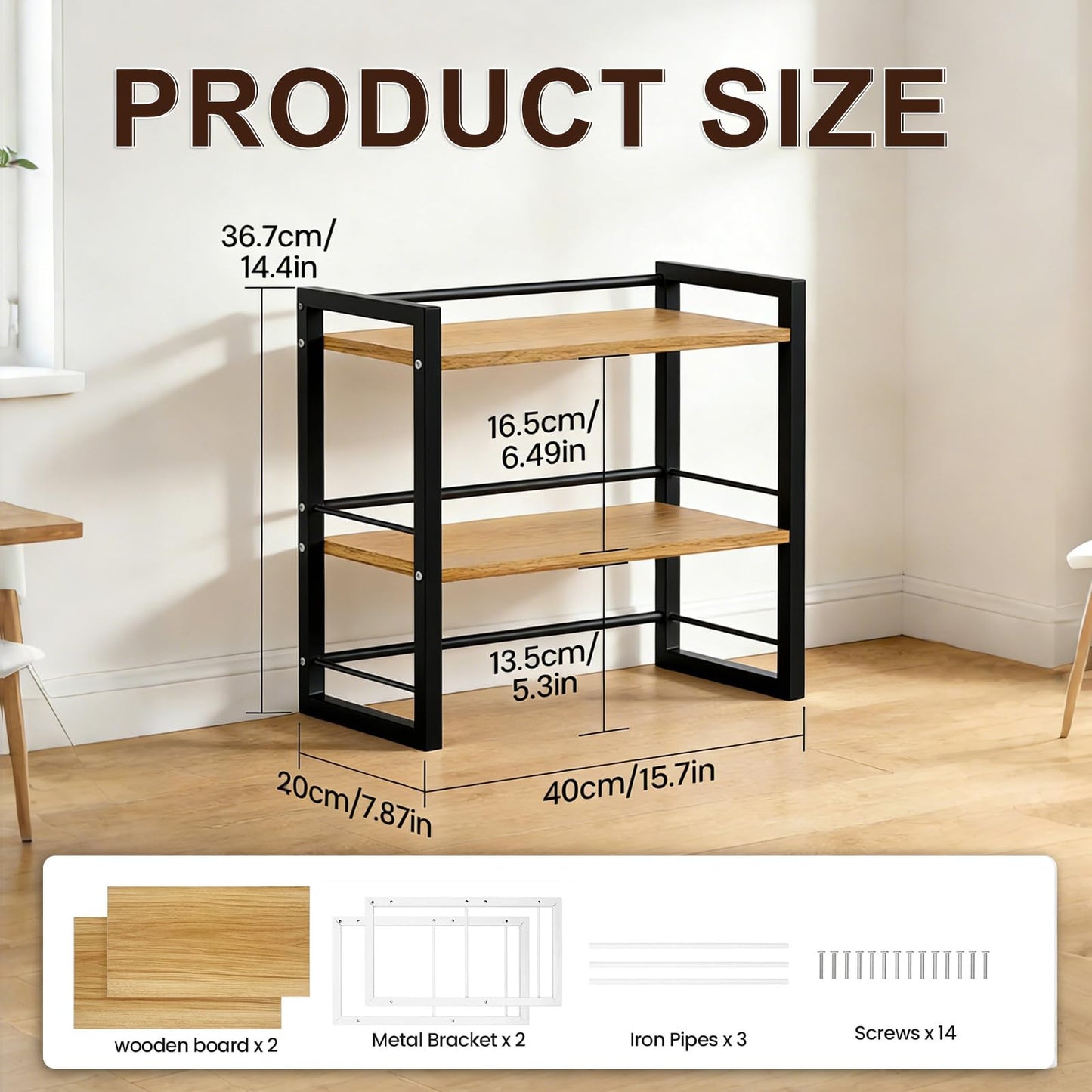 Desk Shelf Organizer, 2 Tier Desktop Bookshelf for Office Desk Storage