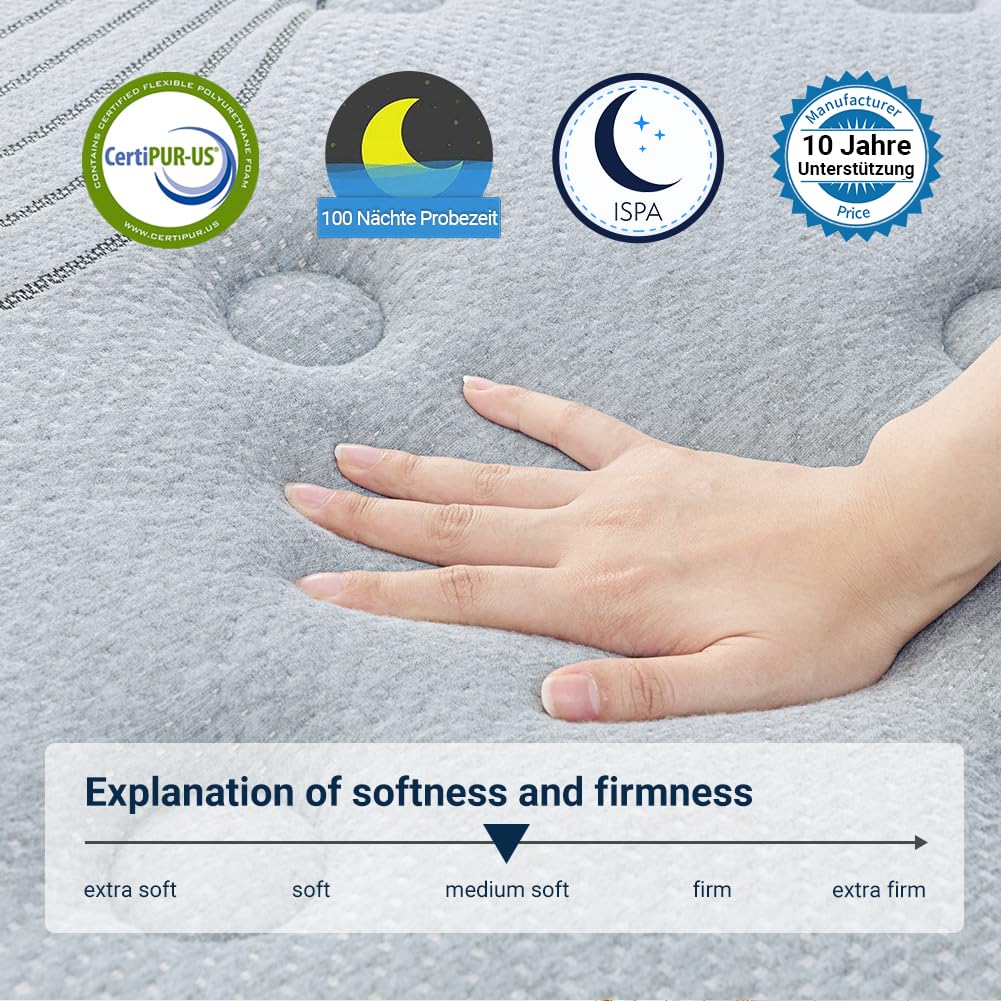 Avenco 8.5 Inch 4FT Pocket Sprung Hybrid Mattress, Firm Feel Small Double Mattress