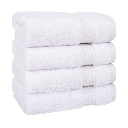 Cotton Paradise 100% Cotton Turkish Washcloths for Bathroom 4 Piece Soft Absorbent Small Hand Face Towels Fluffy Wash Rags for Body, White Wash Cloths