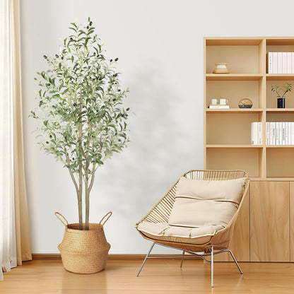 Alupssuc 5FT Artificial Olive Tree with Lifelike Leaves, Indoor Outdoor Faux Olive Tree for Home, Living Room, Bedroom, Balcony, Corner, Office,