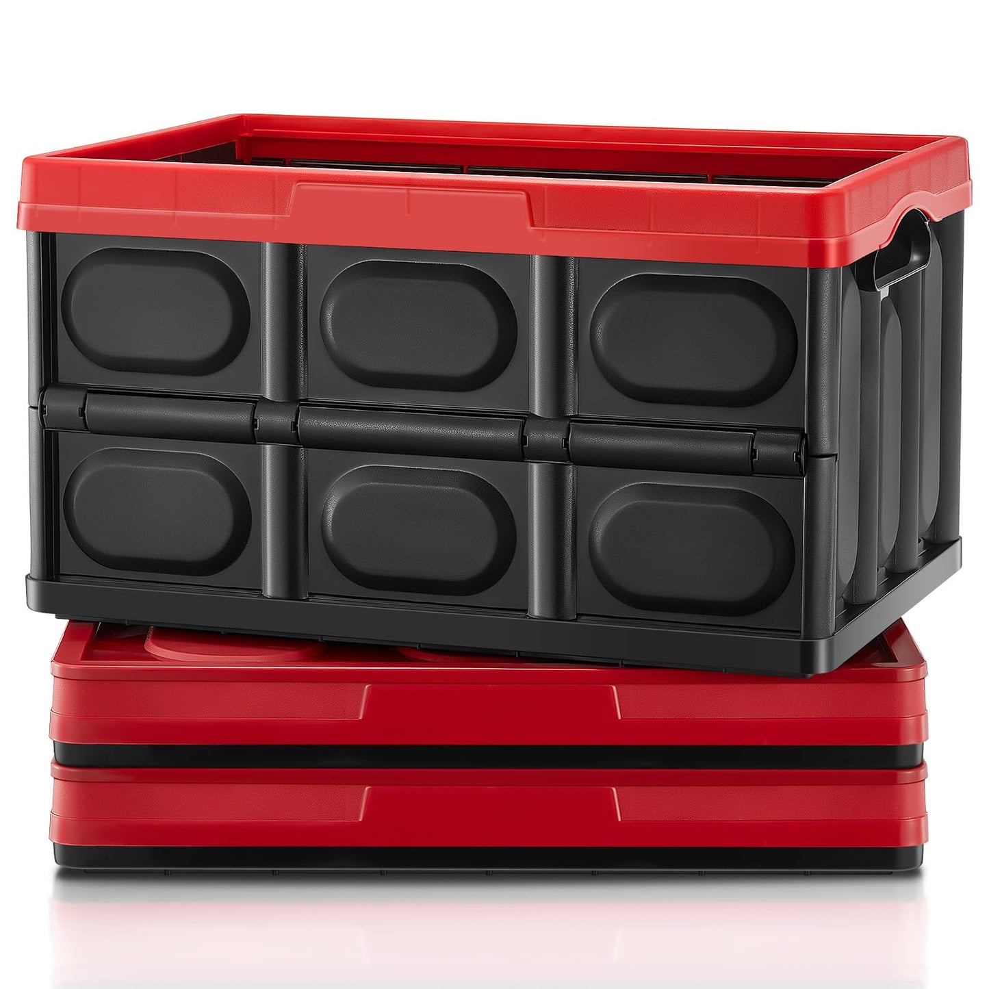 FOHERE Collapsible Storage Bins with Lids 3 Packs, 48L Stackable Crate