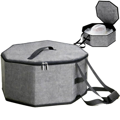 Calolin Hat Box For Travel, 16.9x7.1 in Collapsible Hat Organizer For Women Men, Large Capacity With Lid, Portable Travel Hat Storage Case, Gray