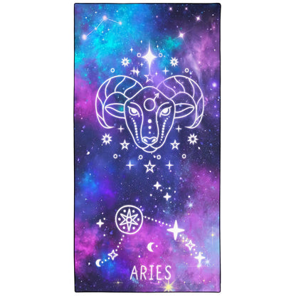 Violetpos Aries Zodiac Sign Beach Towel for Astrology Fans, Extra Large 180x90 cm 250GSM Microfibre, Sand Free Quick Dry