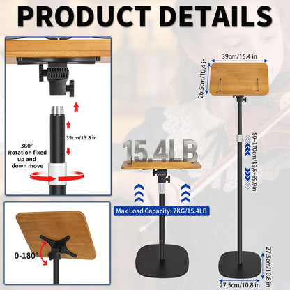 OUUTMEE Height Adjustable 50 to170CM Standing Reading Stand with Foldable