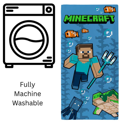 Minecraft Trident Printed Beach Towel Kids Game Towel
