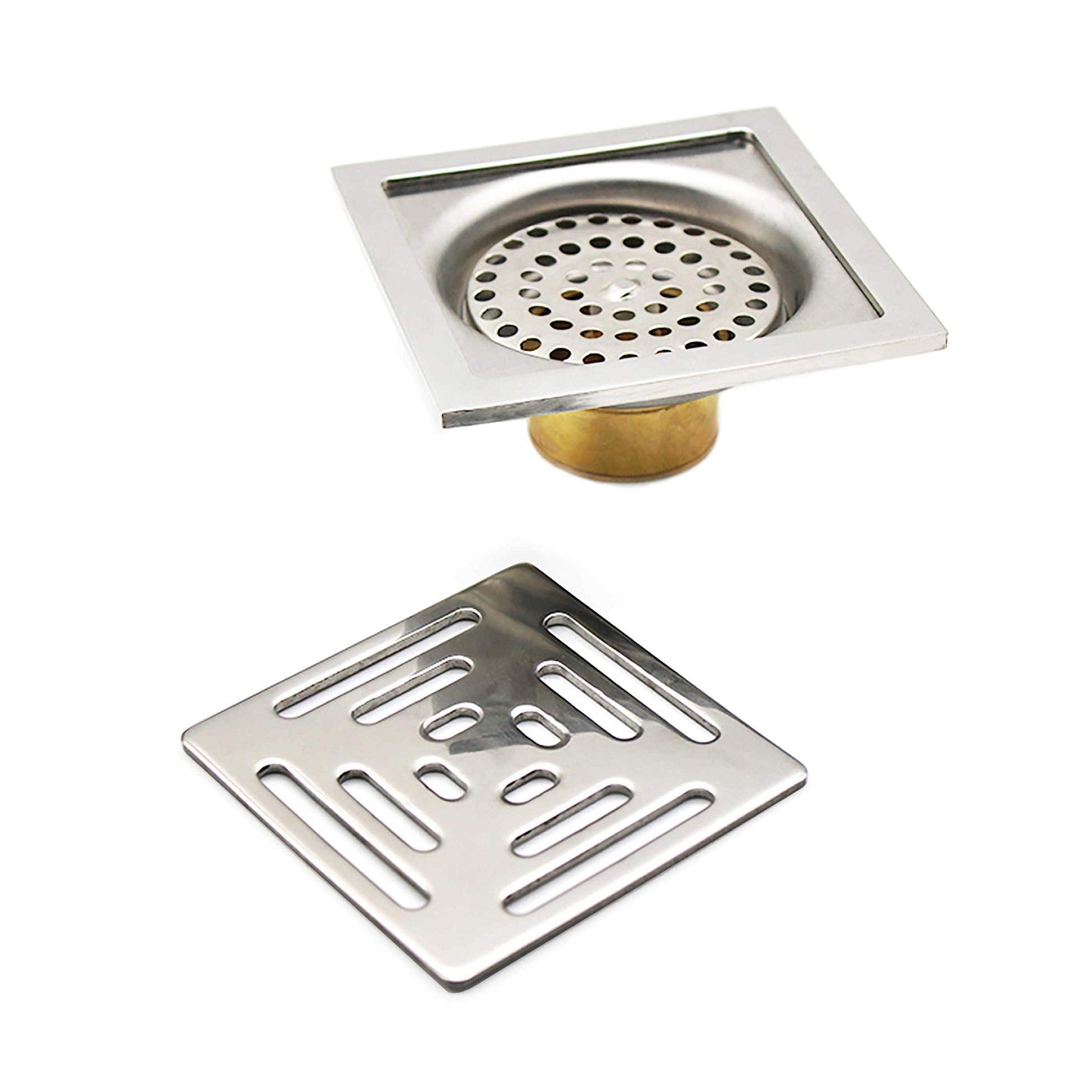 HERKINDNESS Floor Drain, Stainless Steel Wet Room Drain, Floor Ground Drain with Anti-Backflow Valve, Double Layer Filtration, Effective Anti-Odor