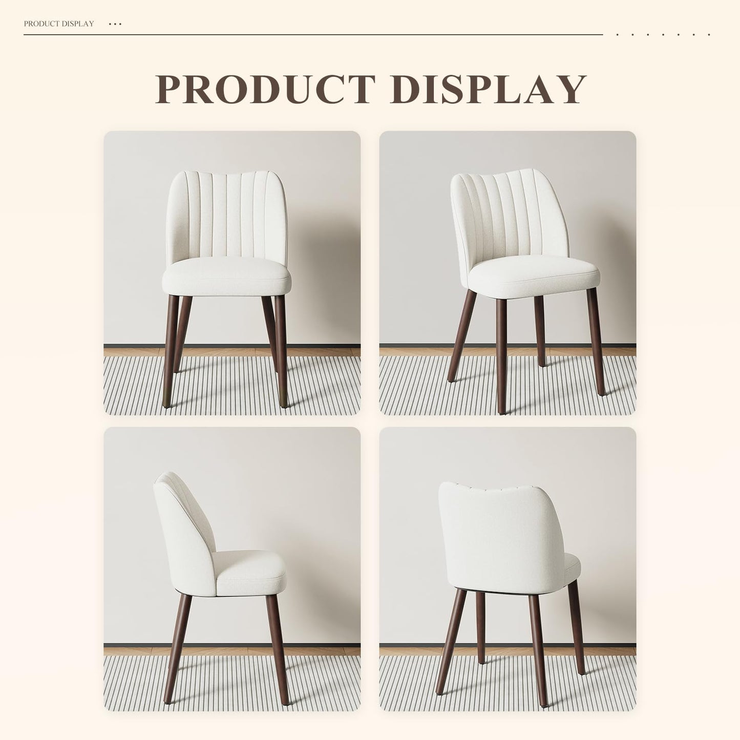 MALOL Upholstered Dining Chairs Set of 4, Fabric Chairs for Dining Room with Solid Wood Legs and Thick Seat Cushion
