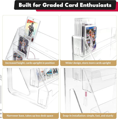 DIRXVMC Trading Card Display Stand, Vertical Holder for Baseball Basketball Sports Graded Card Display Stand Tabletop for PSA BGS SGC Slabs