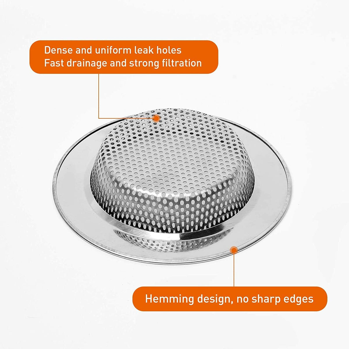 Qinglele 2pcs Kitchen Bathroom Sink Strainer, Stainless Steel Drain Filter, Thicker, Outer Diameter 3 Inch/77mm (Small Size)