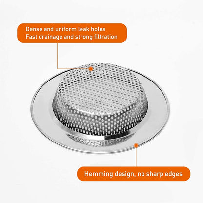Qinglele 2pcs Kitchen Bathroom Sink Strainer, Stainless Steel Drain Filter, Thicker, Outer Diameter 3 Inch/77mm (Small Size)