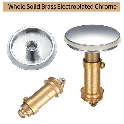 2 PCS 38mm Pop Up Sink Plugs, Bathroom Push Drain Stopper, Brass Chrome