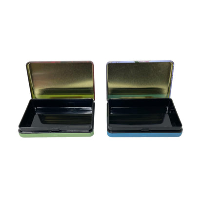 Rigasz Pack of 2 Mini Metal Tin Boxes with Lids, 100 x 65 x 20 mm. Beautiful art designs suitable for small items and various craft projects
