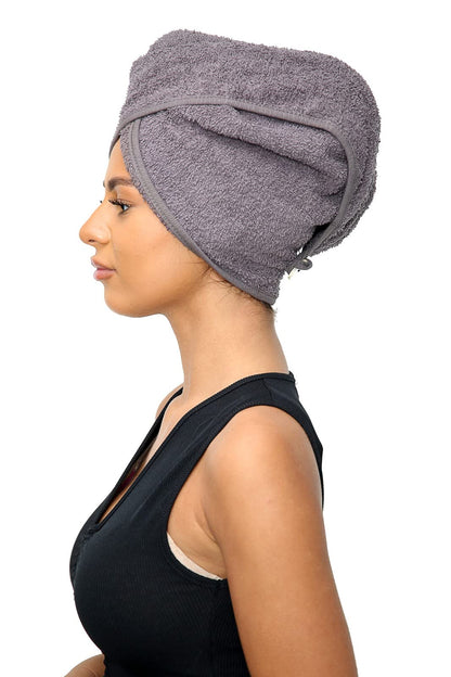 Sapphire Collection Hair Drying Towels, 100% Pure Terry Towel Cotton Soft Hair Towel Wrap Hair Twist Turban Towel Absorbent Hair Cap Head Wrap Spa