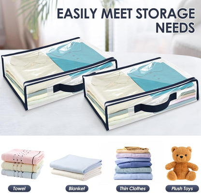 Alongen 6 Pcs Clear Storage Bag Organizer With Reinforced Handle for Clothes, Blankets, Sweaters, Bed Sheets, Quilts, Pillows