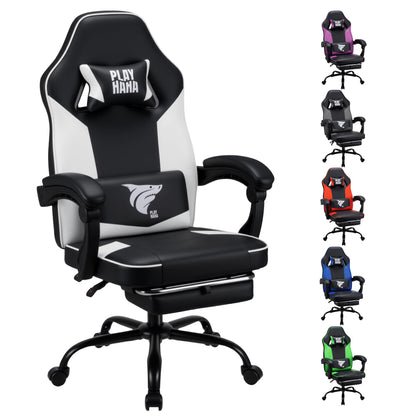 Play haha.Ergonomic Gaming Chair with Footrest, High Back Office Chair with Lumbar Support and Headrest