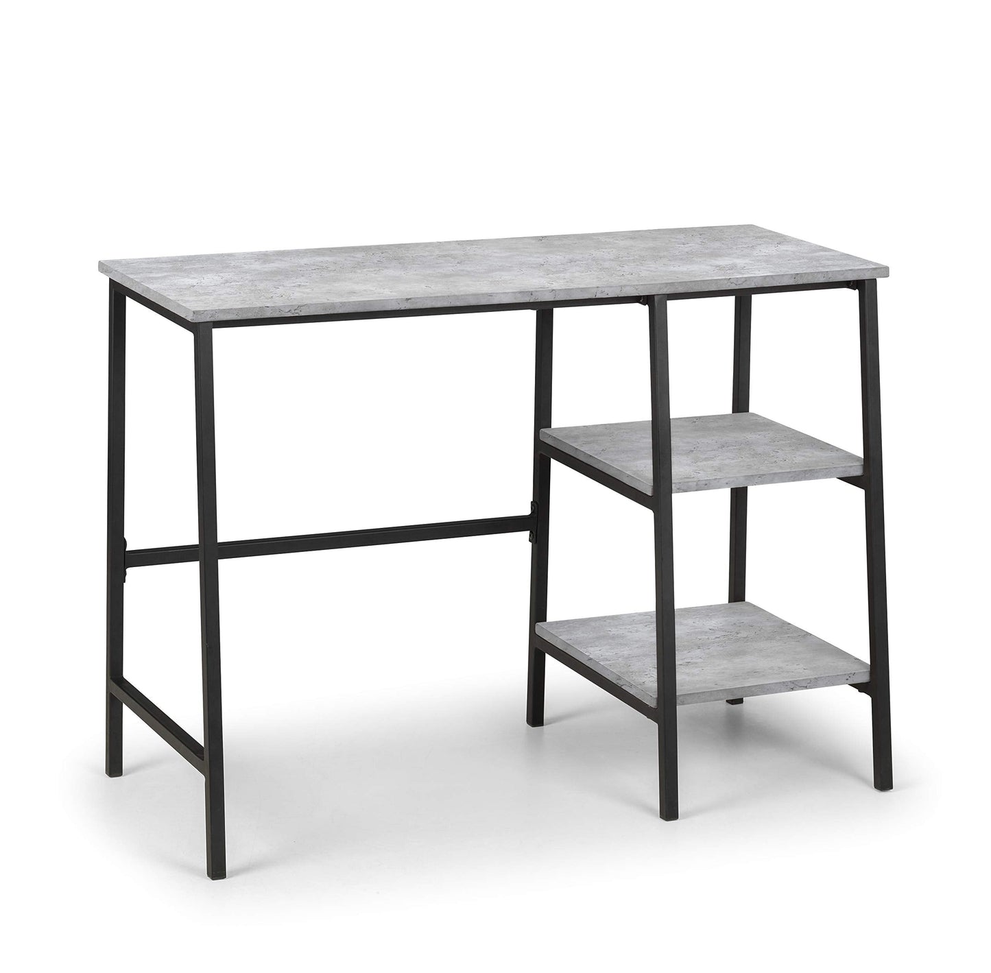 Julian Bowen Staten Desk with Shelves, Concrete Effect - H72 x W104 x D45cm