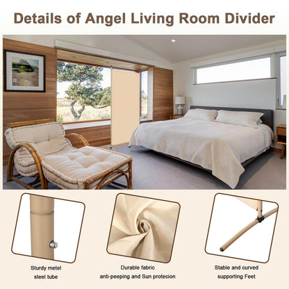 Angel Living 1 Panel Room Divider, Privacy Screen Composed of Polyester Fabric and Sturdy Iron Frame