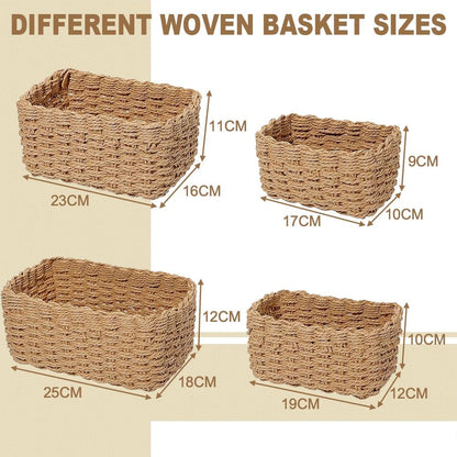 Lighterday Wicker Basket 4 Pcs Small Hampers Gift Baskets Wicker Woven Storage Basket 4 Sizes Baskets for Shelves,Gift Baskets Empty for Bathroom