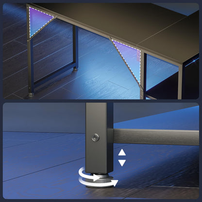 Coleshome L Shaped Gaming Desk for Small Space, 120x70 cm Black