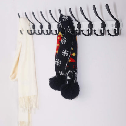 Dseap Wall Mounted Coat Rack - 96cm Long 10 Tri Hooks, Heavy Duty Stainless Steel Metal Coat Hanger Rail Wall Hooks for Coats Hats Clothing Clothes