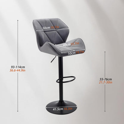 WangPangzi Set of 2 Velvet Bar Stools with Footrest,Adjustable Height & 360° Swivel, Gas Lift Counter Stools for Kitchen Island, Home Bar