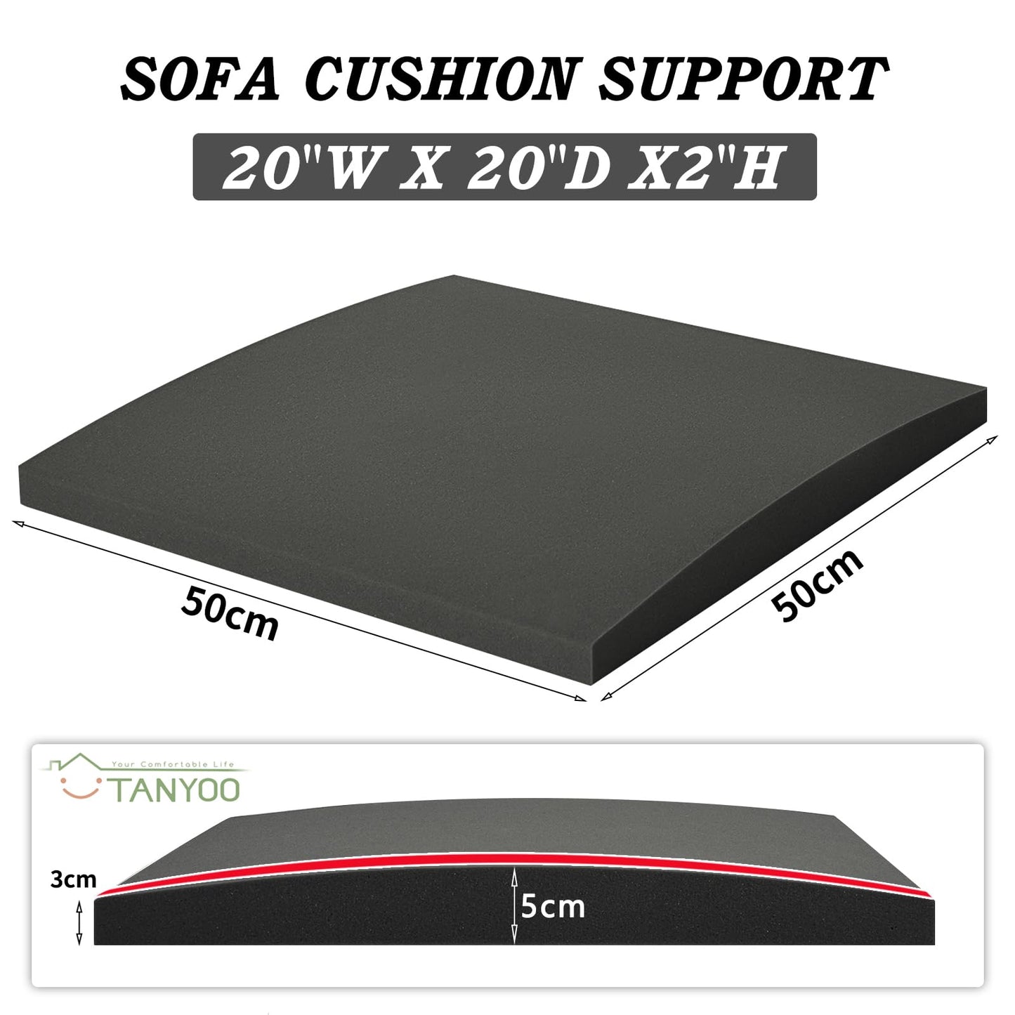 TANYOO Sofa Cushion Support for Sagging Seat Curve Furniture Seat Under Cushion Sag Repair -1Pack